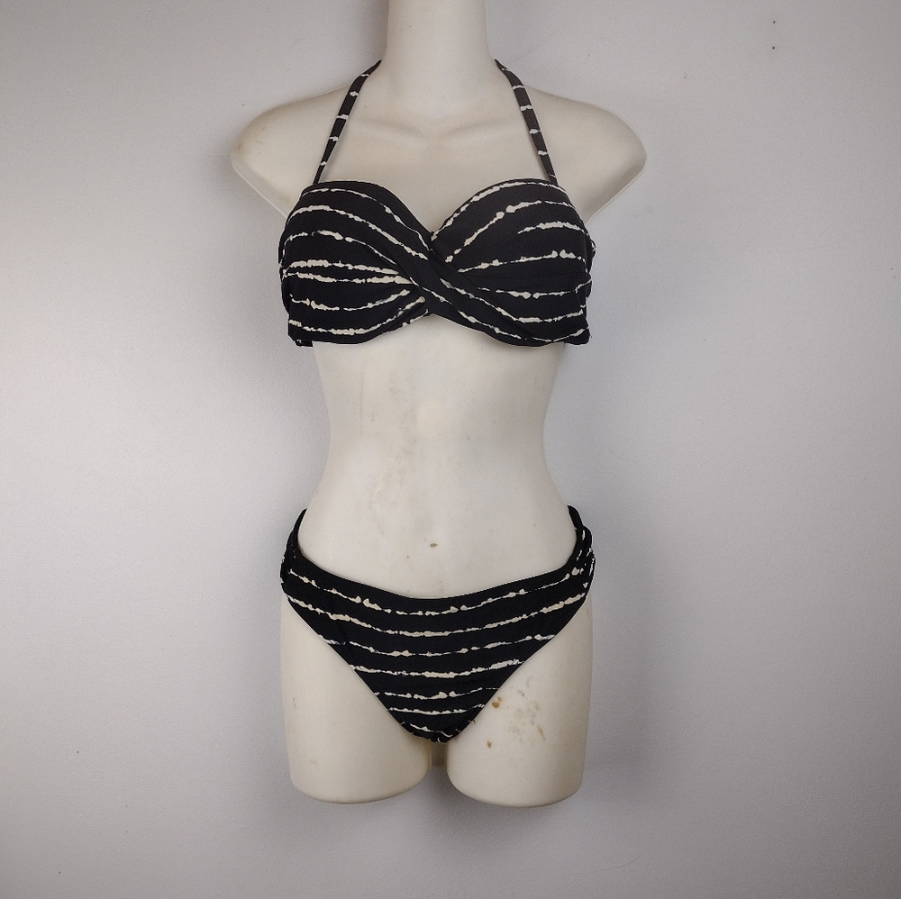 Black and White Striped Bikini